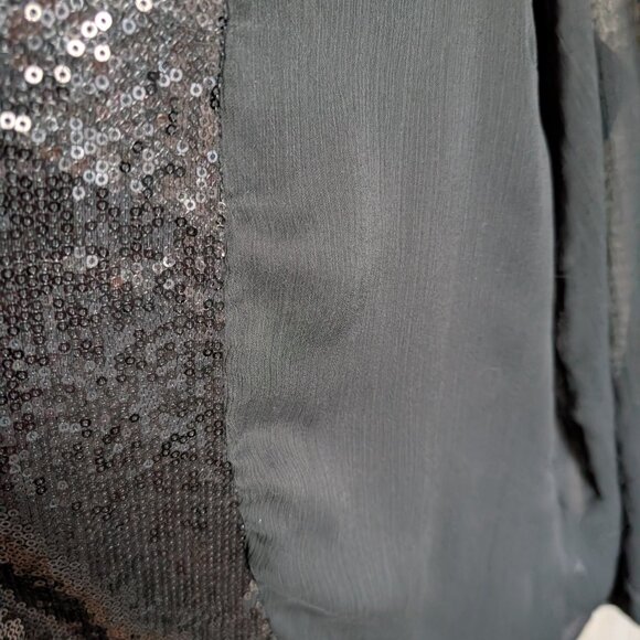 MXM Black Sequin Sheer Waterfall Vest Glam Layering Piece Size 2X Plus Size - Picture 9 of 15